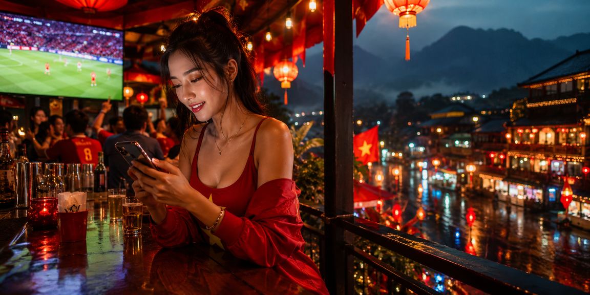 Người hâm mộ bóng đá Việt Nam theo dõi trận đấu và đặt cược trực tuyến tại vùng núi Sapa
